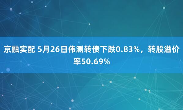 京融实配 5月26日伟测转债下跌0.83%，转股溢价率50.69%